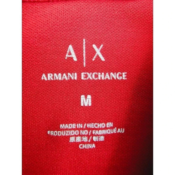 A/X Armani Exchange Size Medium Men's Red Embroidered Pocket Logo S/S Polo - Picture 4 of 12